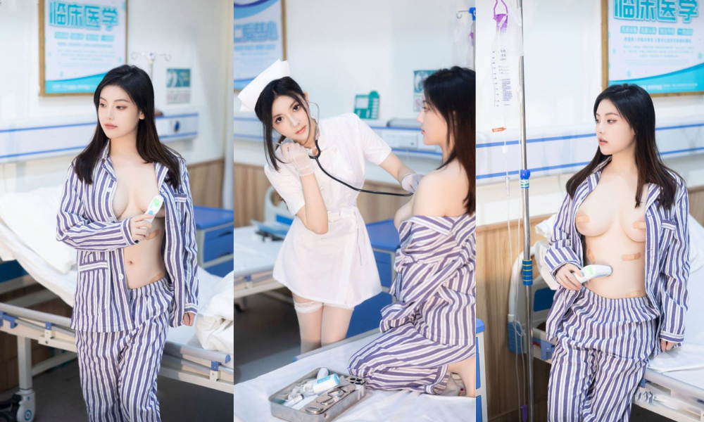 秀人网网红模特豆瓣酱 女同系列之医院女护士与女病人 颜值超高的俩美女赏心悦目